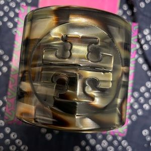 Tory Burch Tortoise Shell Logo Bracelet Cuff